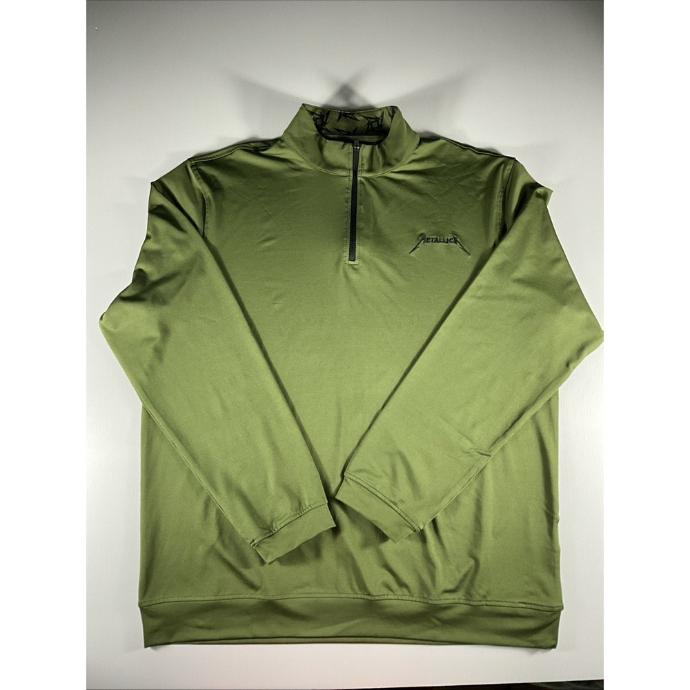 Metallica Men's Large Olive Green Quarter-Zip Pullover Performance Shirt Lo